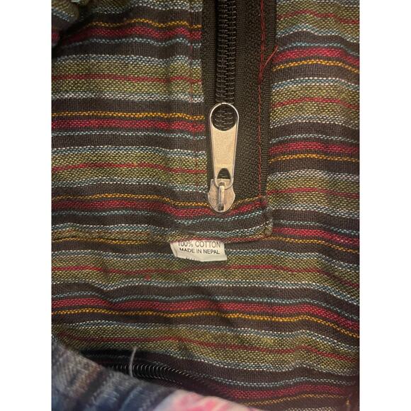 Boho Crossbody Patch Work Sack Bag Hippie Vibe Made in Nepal Zipper Pull Missing - Picture 3 of 6